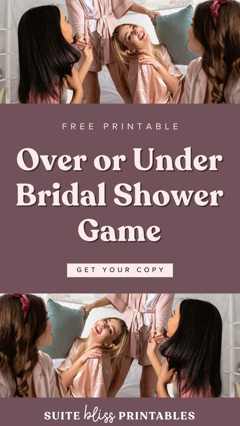 Want to break the ice at your bridal shower and get your guests talking? Our free printable over or under game is the perfect solution! With questions about the bride, the groom, and the wedding, this game is guaranteed to get everyone laughing and having fun. Get your free printable over or under bridal shower game on the blog today! Bingo Questions, Bride Bingo, Questions About The Bride, Bridal Shower Question Game, Fun Bachelorette Party Games, Hen Party Games, Bridal Bingo, Bridal Games, Wedding Themed