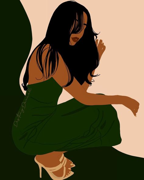 Green And Gold Color Palette, It Sketch, Megan Hess Illustration, African Woman Art, Black Power Art, Gold Color Palette, Melanin Art, Good Morning Girls, Emerald Green And Gold