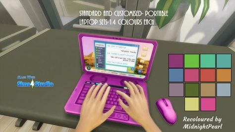 Mod The Sims: Portable Laptop by wendy35pearly • Sims 4 Downloads Sims Strangerville, Glowing Apple Logo, Ipad Computer, Sims 4 Studio, Happy March, Sims 4 Expansions, Portable Computer, Sims 4 Downloads, Best Sims