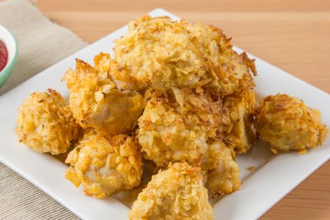 Potato Chip Chicken Nuggets Any Flavor) Recipe - Food.com Chip Chicken, Potato Chip Chicken, Corn Free Recipes, Fried Chicken Nuggets, Fried Potato Chips, Bbq Chips, Lays Chips, Chicken Milk, Allergen Free Recipes