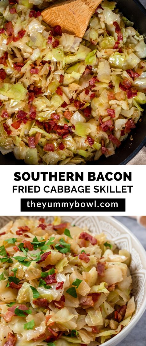 Fried Cabbage And Bacon, Cooked Cabbage Recipes, Fried Cabbage Recipe, Fried Cabbage With Bacon, Cabbage Recipes Southern, Fried Cabbage With Sausage, Cabbage Skillet, Cabbage With Bacon, Fried Cabbage Recipes