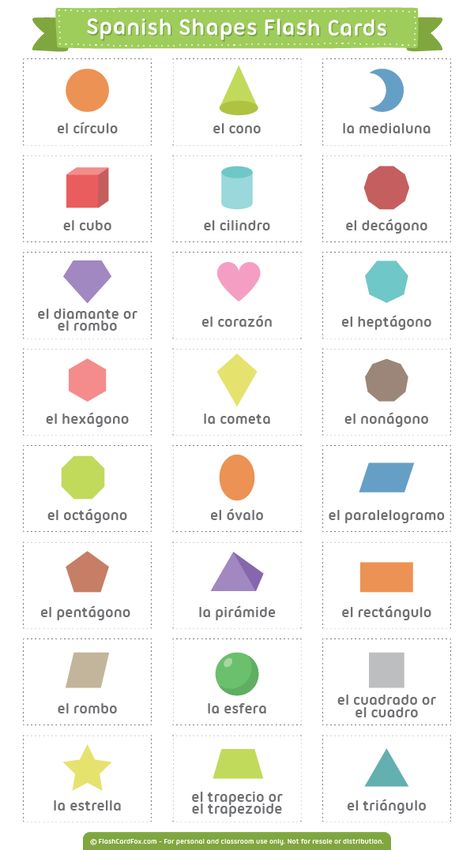 Free printable Spanish shapes flash cards. Download them in PDF format at http://flashcardfox.com/download/spanish-shapes-flash-cards/ Spanish Shapes, Spanish Flash Cards Printable, Shapes In Spanish Free Printable, Spanish Flashcards Printable Free, Shapes In Spanish, Spanish Flashcards, Educational Flash Cards, Preschool Spanish, Spanish Colors