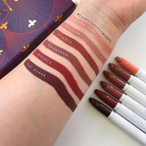 Happy Swatch Sunday! Please allow me to persuade you to get this gorgeous Persuede Me set from @colourpopcosmetics  Priced at $25 per set, you'll get 6 full size lippie stix with colors vary from neutral, bold, even vampy in the Matte X formula which is sooo smooth, creamy, and pigmented. Perfect for travel, gifts, or starter set for those who have not tried the Matte X formula. So, what are you waiting for?  . . . #colourpopme @colourpopcult @colourpopfun #colourpopcosmetics #persuademe ... Makeup For Wedding, Colourpop Lippie Stix, Makeup Things, Lip Tips, Lip Shades, Makeup Wishlist, Lipstick Designs, Pinterest Makeup, Diy Lips