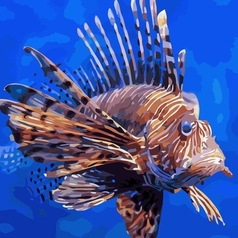 Painting Pages, Dolphin Coloring Pages, Oil Painting Supplies, Fauna Marina, Fishing Room, Art Tutorials Watercolor, Lion Fish, Marine Fish, Fish Sculpture