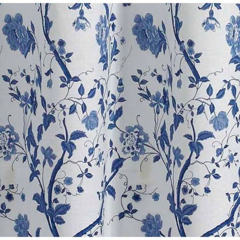 Blue And White Curtains, Blue Kitchen Decor, Blue Shower Curtains, Blue White Decor, Cotton Shower Curtain, White Shower Curtain, White Shower, Floral Shower Curtains, Blue Home Decor