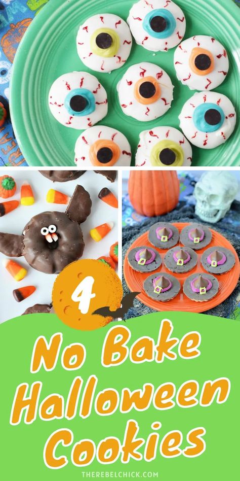 Halloween is just around the corner and it's time to start planning your spooky treats with these 4 Best Halloween No Bake Cookies You Can Make in No Time! These Halloween Recipes will make your spooky season so easy! Recipe Using Apples, Halloween Food Dinner, Halloween Food Appetizers, Cake Mix Cookie Recipes, Bake Recipes, Easy Party Food, Christmas Cookies Easy, Spooky Treats, Spooktacular Halloween