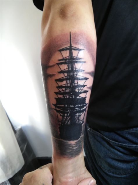 Cover Up Tattoos Men, Cover Up Tattoos For Men Arm, Cover Up Tattoos For Men, Pirate Tattoo, Tattoos Men, Didgeridoo, Cool Forearm Tattoos, Ship Tattoo, Up Tattoos