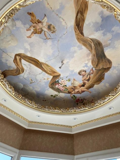 Large Wall Canvas, Chateaux Interiors, Ceiling Painting, House Interior Design Styles, Baroque Painting, Ceiling Art, Ceiling Murals, Dining Room Paint, Ceiling Design Bedroom