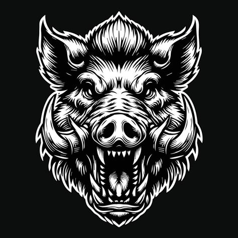 Boar Skull, Art Scary, Boars Head, Tattoo Outline Drawing, Outline Drawing, Horror Tattoo, White Illustration, Wild Boar, Tattoo Outline