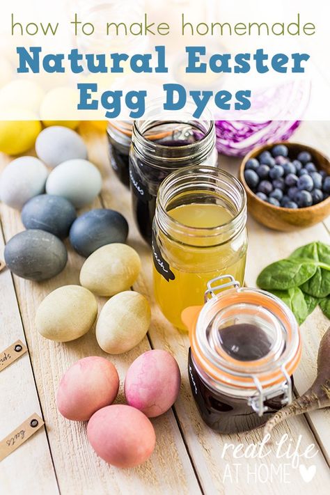 Looking for a way to dye your Easter eggs naturally this year? Here are directions for how to make beautiful homemade natural Easter egg dyes. | Real Life at Home Natural Egg Dye, Natural Easter Eggs, Dye Easter Eggs, Ostern Diy, Naturally Dyed Easter Eggs, Egg Dye, Easter Egg Dye, Easter Egg Painting, Coloring Easter Eggs