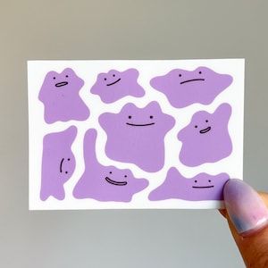 Ditto sticker | Pokemon decals, Dittos collage, derpy purple blob, transform pokemon, cute kawaii | rectangle video game anime stickers Ditto Drawing, Pokemon Cute Kawaii, Derpy Pokemon, Ditto Pokemon, Pokemon Banner, Pokemon Decal, Pokemon Ditto, Pokemon Cute, Pokemon Stickers