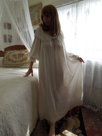 All sizes | Eve Stillman Ivory Lace Embroidered Nylon Ruffled Nightgown 1 | Flickr - Photo Sharing! Sheer Nightgown, Classy Lingerie, Butterfly Applique, Classic Lingerie, Folk Dresses, Pretty Lingerie, Vintage Butterfly, Vintage Lingerie, Beautiful Lingerie