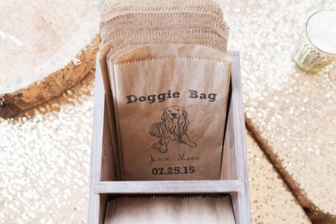 Doggie Bags Pet Wedding Ideas, Lavender Toss, Doggie Bag, Wedding Shower Cookies, Cat Ring Holder, Dog Table, Natural Bohemian, Cat Wedding, Wedding Pets