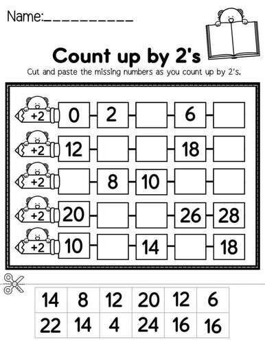 Skip Count By 2s, 3s, 5s Worksheet | Cut-Paste activity Skip Counting By 2s Activities, Count By 2s Worksheet, Skip Counting By 2 Worksheet, Count By 2s, Skip Counting Activities, Math Worksheets For Kids, Skip Counting Worksheets, Counting In 2s, Counting By 2