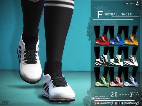 The Sims Resource - Football Shoes Sims 4 Football Cc, Play Sims 4, Cc Shoes, Ankle Cowboy Boots, Sims 4 Cc Shoes, Leopard Loafers, Sims 4 Children, Play Sims, Sims 4 Mods Clothes