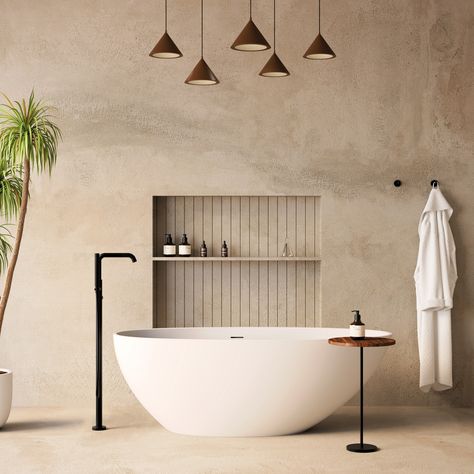 A freestanding bath immediately elevates the bathroom from an everyday practical space to one of indulgent relaxation. A statement piece and a treat for easing away the cares of the day, a freestanding bath will never go out of fashion. Find out why our BeyondStone baths take bathing to the next level. #34stjohn #beyondstone #bath #freestandingbath #luxurybathroom #bathroomdesign Toilet Vanity Unit, Timeless Bathroom Design, Walk In Shower Enclosures, Wet Room Shower, Black Bathroom Accessories, Timeless Bathroom, Steel Bath, Standing Bath, Back To Wall Toilets