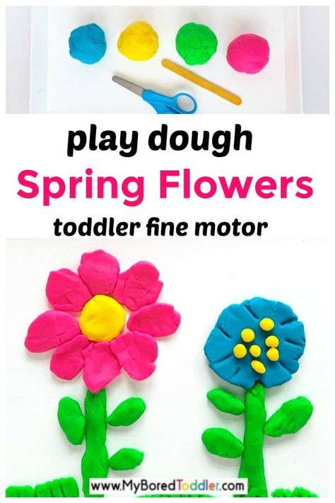 Play Dough Flowers Fine Motor Activity! #myboredtoddler #crafts #toddlers #activities #indooractivities Dough Flowers, Playdough Creations, Play Doh Activities, Fine Motor Activity, Kids Handwriting, Fine Motor Activities For Kids, Kids Motor Skills, Playdough Activities, Make Flowers