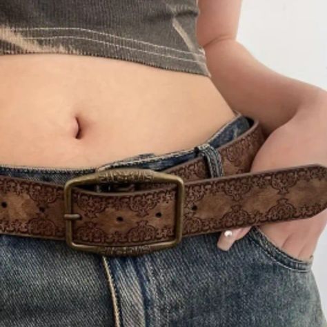 Brand New Estilo Cowgirl, Y2k Belt, Cowgirl Belts, Ikat Pinggang, Luxury Belts, Brown Belt, Vintage Belts, Spice Girls, Retro Prints