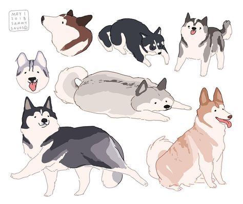 sammy savos on Instagram: “huskies! school is over!! #dog #dogs #puppy #puppies #husky #huskies #art” Sammy Savos, Husky Drawing, Animal Doodles, Canine Art, Dog Illustration, Husky Dogs, Dogs Puppy, Dog Drawing, Hand Art Drawing