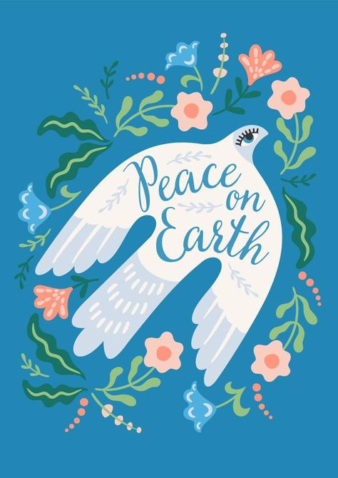 Poster On Peace, Peace Bird, Peace Poster, Dove Of Peace, Christmas Vector, Peace Illustration, Card Poster, Peace Art, Holiday Postcard