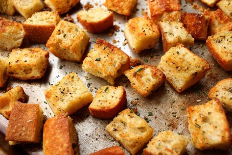 The Secret To Making The Best Croutons Is To Do Whatever You WantDelish How To Make Croutons, Crouton Recipes, Croutons Homemade, Stale Bread, Fall Soups, Fresh Bread, Croutons, Basic Recipes, Bread Dough