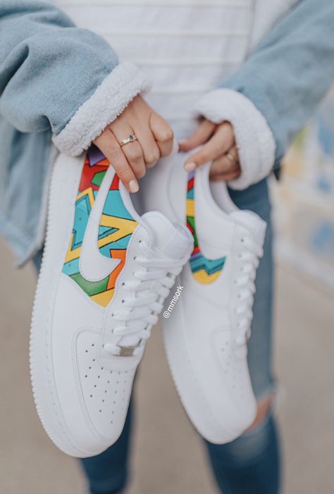 Custom Vans Shoes, Air Force One Shoes, Nike Air Force 1 Outfit, Painted Nikes, Nike Air Force 1 Custom, Custom Painted Shoes, Custom Shoes Diy, Diy Sneakers, Nike Shoes Air Force