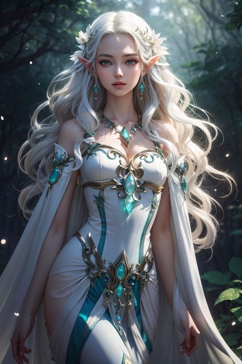 Elves Female Beautiful, Weiblicher Elf, Elven Princess, Nature Goddess, Elves Fantasy, Anime Elf, Female Elf, Elf Art, Japon Illustration