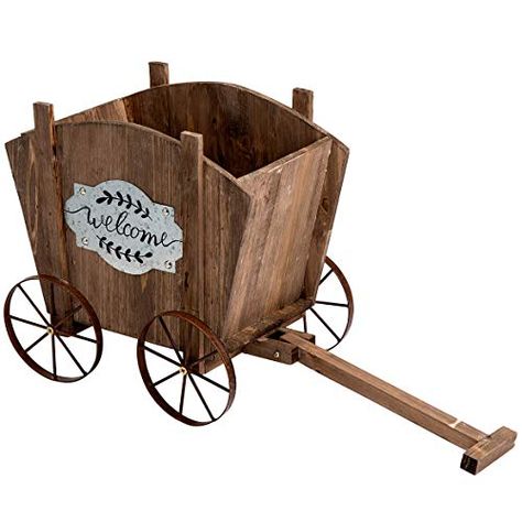 Fox Valley Traders Welcome Wagon Wooden Planter Box, Amish Wagon Decorative Indoor/Outdoor Planter Mexican Flower Pots, Backyard Planters, Wagon Planter, Welcome Wagon, Talavera Planters, Metal Welcome Sign, Fall Mums, Cedar Planters, Wooden Planter Boxes