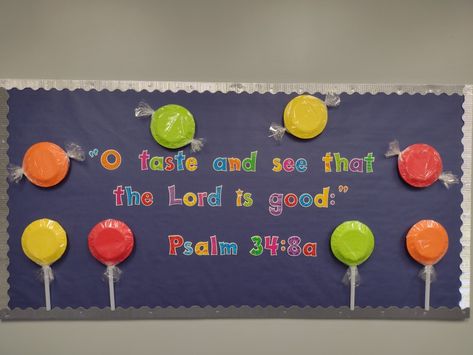 Sunday School Classroom Decoration Kids Church Room Ideas, Candy Bulletin Boards, Sunday School Themes, Sunday School Classroom Decor, Kids Church Rooms, Daycare Business Plan, Teaching Displays, Birthday Board Classroom, Elementary Classroom Themes