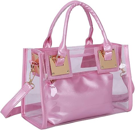 Material: PU+PVC Lining: high quality fabric Capacity: Can hold i-pad,mobile phones, wallets, keys, cosmetics, etc. Color: Multi-color optional Style: One-shoulder, diagonal, portable. Packing: transparent large bag + opaque small bag + detachable leather shoulder strap. Size: ?Large bag: length 27.5cm/11inch, height 19cm/7.5inch, bottom thickness 14cm/6inch. ?Small bag: length 17cm/6.7inch, height 11cm/4.4inch, bottom thickness 6cm/2.4inch. Handbag Features: ?Adjustable and detach... Jelly Bag, Pink Patent Leather, Clear Bags, Big Bags, Boot Accessories, Satchel Handbags, Small Shoulder Bag, Large Bag, Pvc Material