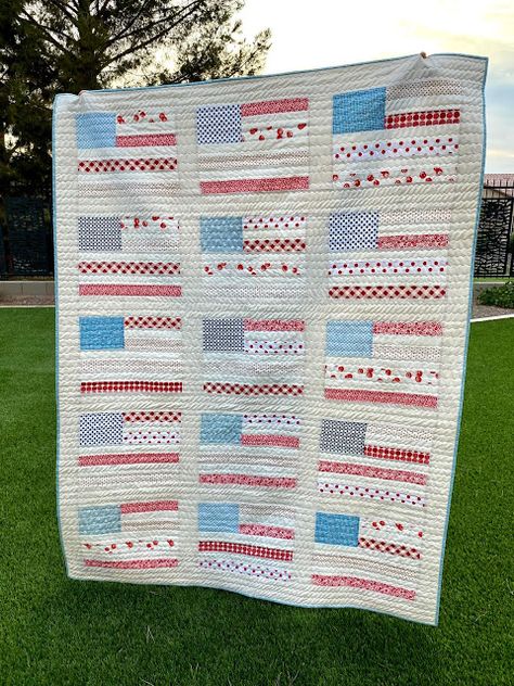 Stars and Stripes quilt Stars And Stripes Quilt, Summer Stars Quilt, Roman Stripes Quilt Pattern, Fly The Flag Quilt, Strip Pieced Lone Star Quilt, Beach Quilt, Striped Quilt, Home Of The Brave, Sampler Quilt