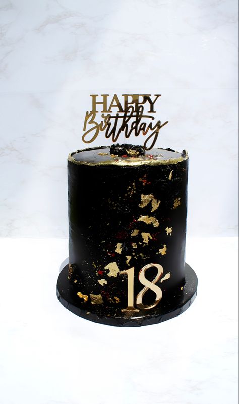 Drink Board, Black And Gold Cake, Butterfly Birthday Cakes, Happy Birthday 18th, Gold Cake, Butterfly Birthday, Birthday Cakes, Food And Drink, Birthday Cake