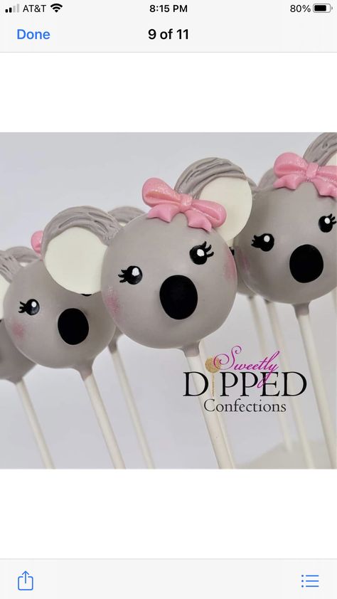 Koala Cake Pops, Koala Cookies, Birthday Pops, Koala Cake, Koala Party, Kendall Birthday, Diy Cake Pops, Cake Pop Designs, Cake Pop Recipe