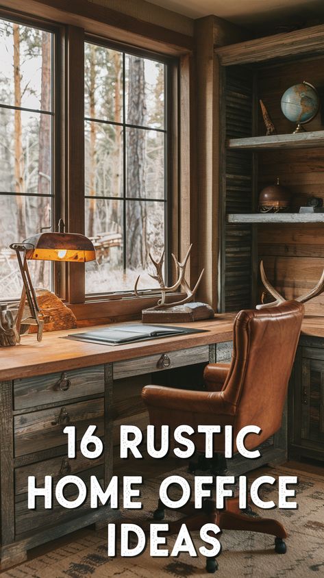 Incorporate Office Rustic Design elements and Fancy Desk Ideas to elevate your office’s charm. Small Offices At Home, Mancave Office Ideas, Rustic Desk Ideas, Restoration Hardware Office Ideas, Restoration Hardware Office, Rustic Office Design, Western Office Decor, Moody Library, Rustic Home Office Ideas