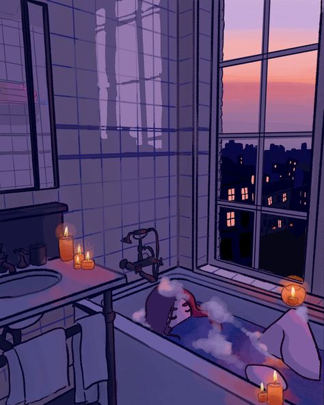 Bathroom Drawing Ideas, Bathtub Illustration Art, Anime Bathroom Drawing, Bathroom Art Reference, Bathroom Drawing Aesthetic, Drawing Of Bathroom, Bathtub Art Drawing, Bathroom Background Drawing, Bathroom Illustration Art