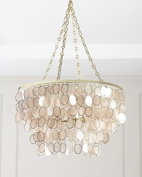 Get free shipping on Aurora 3-Light Chandelier at Neiman Marcus. Shop the latest luxury fashions from top designers. Capiz Shell Chandelier, Bathroom Chandelier, Wall Chandelier, Shell Chandelier, Salon Suites, Capiz Shell, Diy Chandelier, 3 Light Chandelier, Chandelier Bedroom