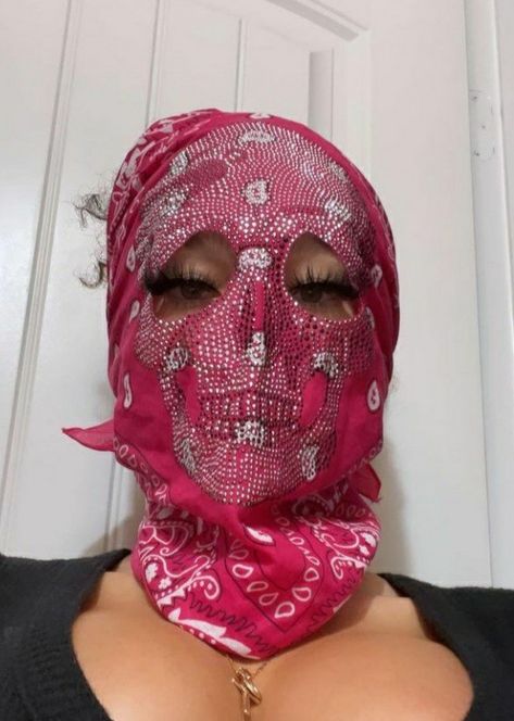 Ski Mask, A Woman, Mask, Red, Pink