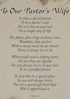 Pastor's Wife / This poem could also work for (although not originally intended for), a teacher, a doctor, etc. More Pastor Appreciation Poems, Pastor Appreciation Quotes, Pastors Wife Appreciation, Pastor Appreciation Month, Pastor Appreciation Day, Preachers Wife, Pastor Anniversary, Pastor Appreciation Gifts, Pastor's Wife