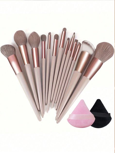 13pcs Makeup Brush Set With Storage Bag, Portable Travel Essentials, Including Contour, Eye Shadow, Eyebrow, Concealer Brushes, Professional Makeup Brush Kit - Ideal Gift, 1 Black, 1 Pink Triangle Makeup Sponge, Eye Shadow, BB Cream, Concealer, Essential Cosmetic Tools For Women Brown         Beauty Tools, size features are:Bust: ,Length: ,Sleeve Length: Black Makeup Sponge, Affordable Makeup Brushes, Makeup Brush Sets, Tools For Women, Makeup Brush Set Professional, Concealer Makeup, Brush Sets, Eye Makeup Brushes, Brown Makeup