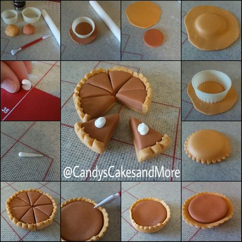 Polymer Clay Pie Tutorial, Polymer Clay Pumpkin Pie, Polymer Clay Cake Tutorial, Edible Geode, Polymer Clay Pie, Geode Tutorial, Miniature Food Tutorials, Miniture Food, Barbie Food