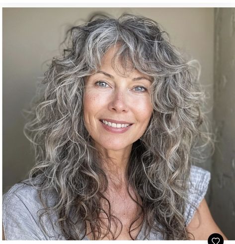 Medium Length Wavy Hair, Grey Curly Hair, Voluminous Curls, Curly Hair With Bangs, Hairstyles Over 50, Embrace Change, Curly Hair Cuts, Women Over 50, Hairstyles For Women