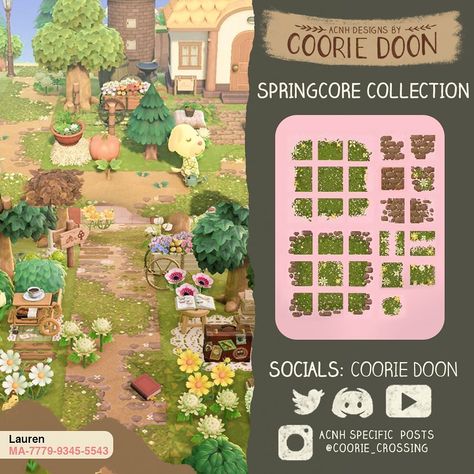 acnh patterns and designs !’s Instagram profile post: “Springcore collection 🌿 • • 🌟Credit : @coorie_crossing • • 🌸These designs are not created by me, creators are always mentioned in…” Spring Acnh, Acnh Springcore, Qr Code Animal Crossing, Cottage Core Animal Crossing, Acnh Path, Cottagecore Animal Crossing, Ac Codes, Acnh Paths, Acnh Inspiration