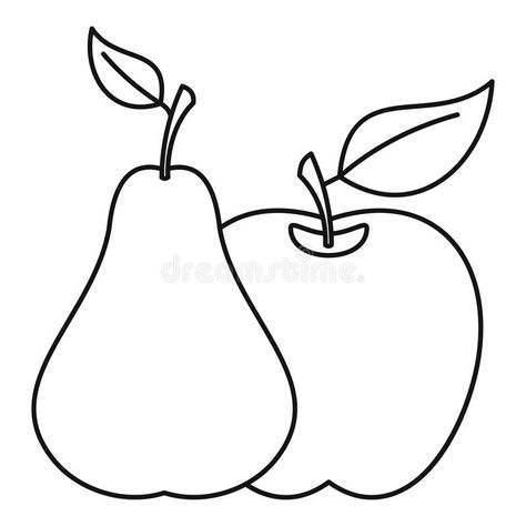 Apple and pear icon, outline style royalty free illustration Pear Coloring Page, Pear Illustration, Pear Drawing, Apple Outline, Web Design Illustration, Outline Illustration, Food Logo, Autumn Nature, Free Illustration