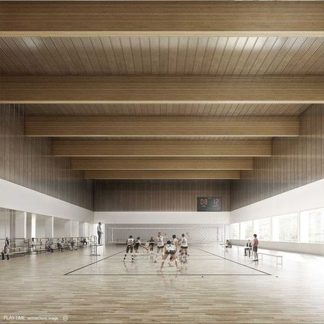 Josep Ferrando Architecture. 1st prize Sports Pavilion in Tarragona for the Mediterranean Games 2017. [Images: Play-time]: Sports Hall Architecture, Sports Pavilion, Mediterranean Games, Hall Architecture, Gym Architecture, Gym Items, Awesome Leggings, Sports Hall, Fitness Shirts