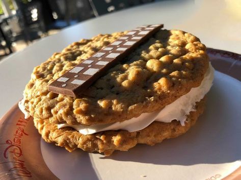 Where can you find the best snacks at Disney's Hollywood Studios? Here's what we found. Nerdy Recipes, Star Wars Themed Food, Disney Meals, Disney World Snacks, Wookie Cookies, Crumbl Copycat, Wookie Cookie, Babybel Cheese, Vanilla Cream Filling