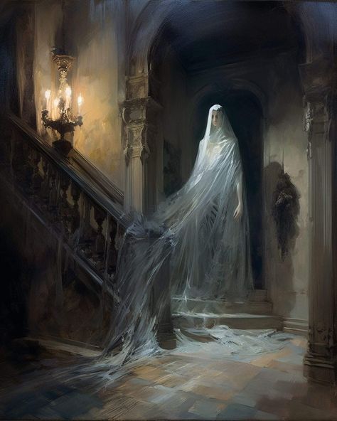 Phantom Painting, Bride Art, Creepy Pictures, 다크 판타지, Beautiful Dark Art, Theme Halloween, The Phantom, Ethereal Art, The Ghost