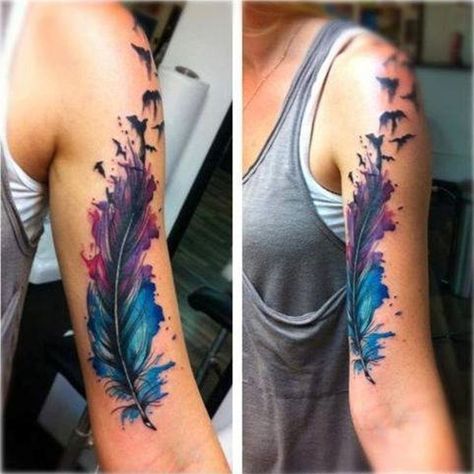 70 Adorable Feather Tattoo Ideas for Women Tattoos With Birds, Feather Foot Tattoo, Feather Tattoo Ideas For Women, Feather Tattoo Ideas, Eagle Feather Tattoos, Small Feather Tattoo, Infinite Tattoo, Feather Tattoo Colour, Waist Tattoos