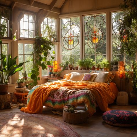 Modern Hippie Bedroom, Maximalist Bedroom, Lots Of Plants, Living Space Decor, Beautiful Rugs, Maximalist Decor, Aesthetic Rooms, Dream Room Inspiration, Bedroom Layouts