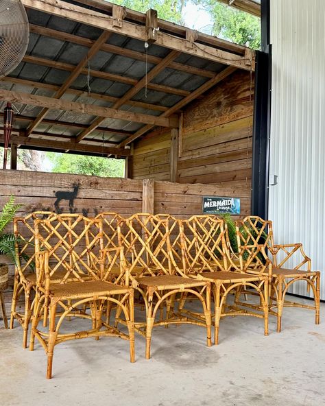 “I feel like some of my problems could be solved with a swim-up margarita bar-on a Friday.”🍹 Set of eight vintage Italian rattan Chippendale dining chairs that we have refinished and restored in excellent vintage condition, ready and available. By far, my favorite chairs take months to source and then don’t get me started on the labor hours cause it takes longer than swimming up to a margarita bar. 🙃 Side chairs 20x21.5x36 high Two arm chairs 21x21.5x36 arm height 24 DM for inquiries #o... Chippendale Dining Chairs, Margarita Bar, Sea House, Arm Chairs, Vintage Italian, Side Chairs, Labor, Dining Chairs, My Favorite