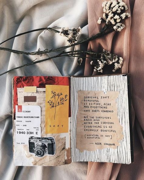 Art Journal Ideas - Collage: 15 Stunning Art journal, art journals, art journal ideas Noor Unnahar, Journal D'inspiration, Kunstjournal Inspiration, Journal D'art, Album Journal, Diy Crafts For Teens, Digital Scrapbooking Templates, Bullet Journal Ideas, Beautiful Poetry